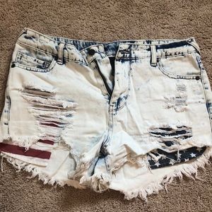 High-waist, American flag shorts; Size 8 (29)